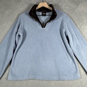 Wooly Bully Wear Half Zip Fleece Pullover Womens Large Blue Diamond Winter Comfy